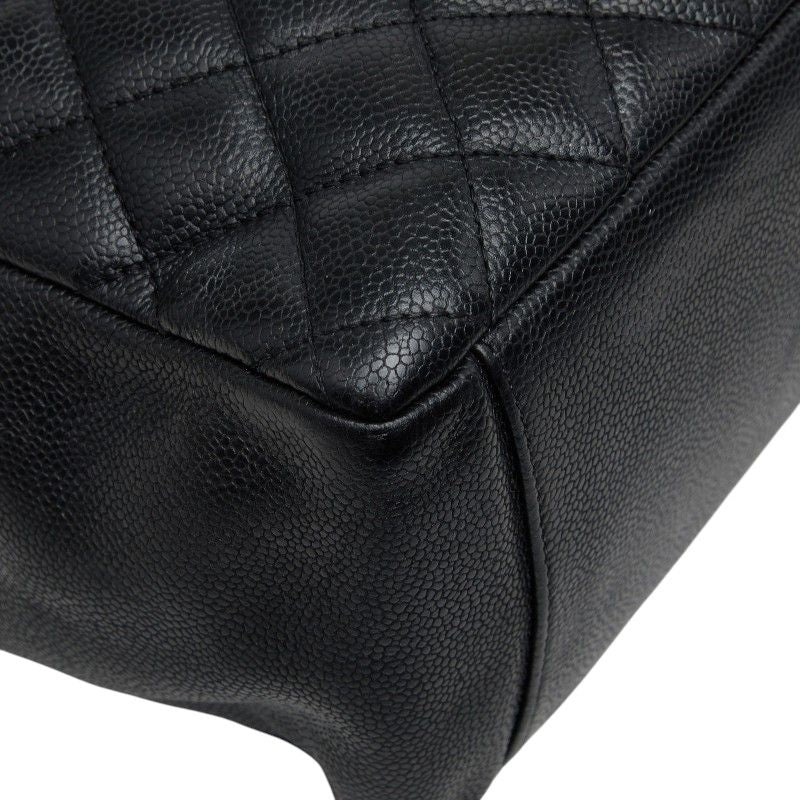 Chanel CC Logo Grand Shopping Tote GST Chain Shoulder Bag Black Caviar Leather — view 5