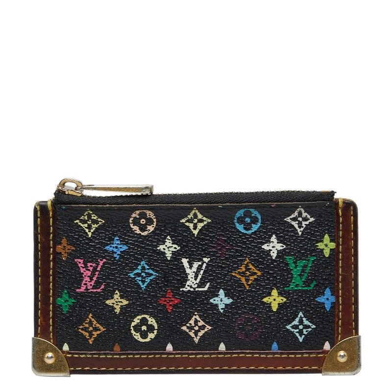 Louis Vuitton Monogram Multicolor Pochette Cles Coin Purse Black Leather