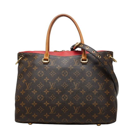Louis Vuitton Monogram Pallas 2-Way Shoulder Bag Cerise Red Brown Leather