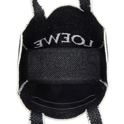 Loewe Font Tote Large Shoulder Bag Black Raffia Calf — view 8