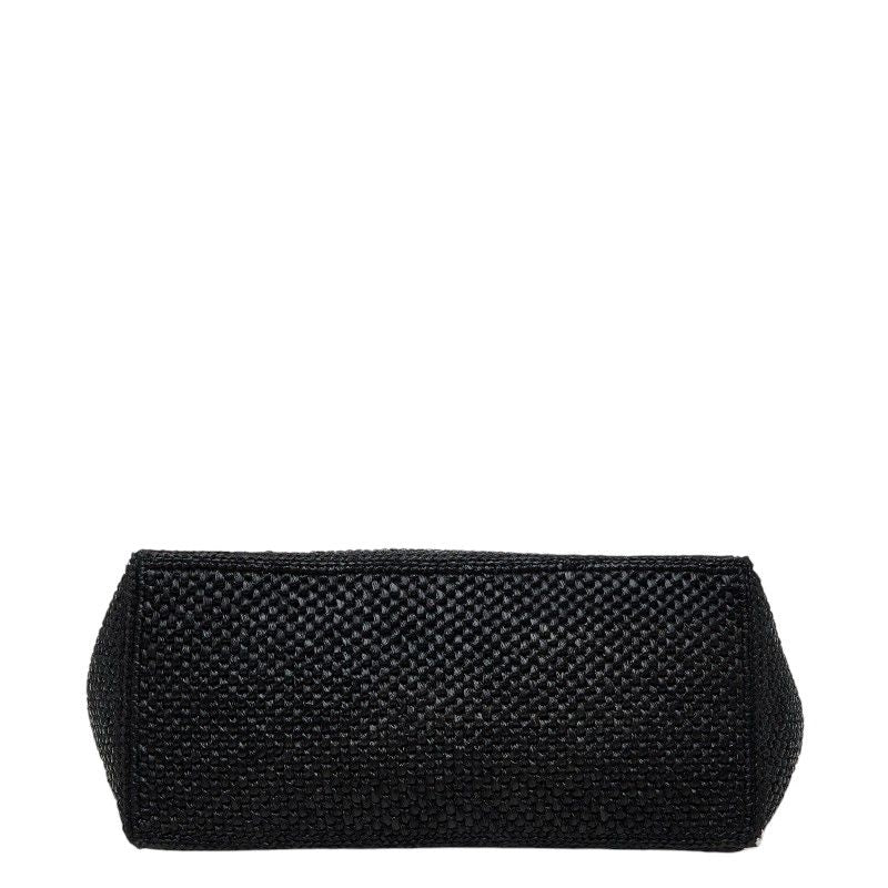 Loewe Font Tote Large Shoulder Bag Black Raffia Calf — view 3
