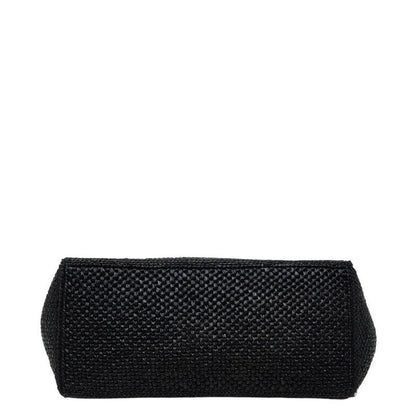 Loewe Font Tote Large Shoulder Bag Black Raffia Calf — view 3