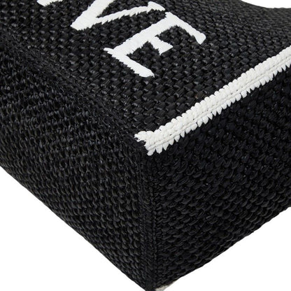 Loewe Font Tote Large Shoulder Bag Black Raffia Calf — view 4