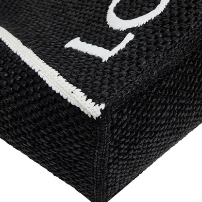 Loewe Font Tote Large Shoulder Bag Black Raffia Calf — view 5