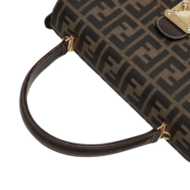 Fendi Zucca 2-Way Shoulder Bag Brown Canvas Leather — view 8
