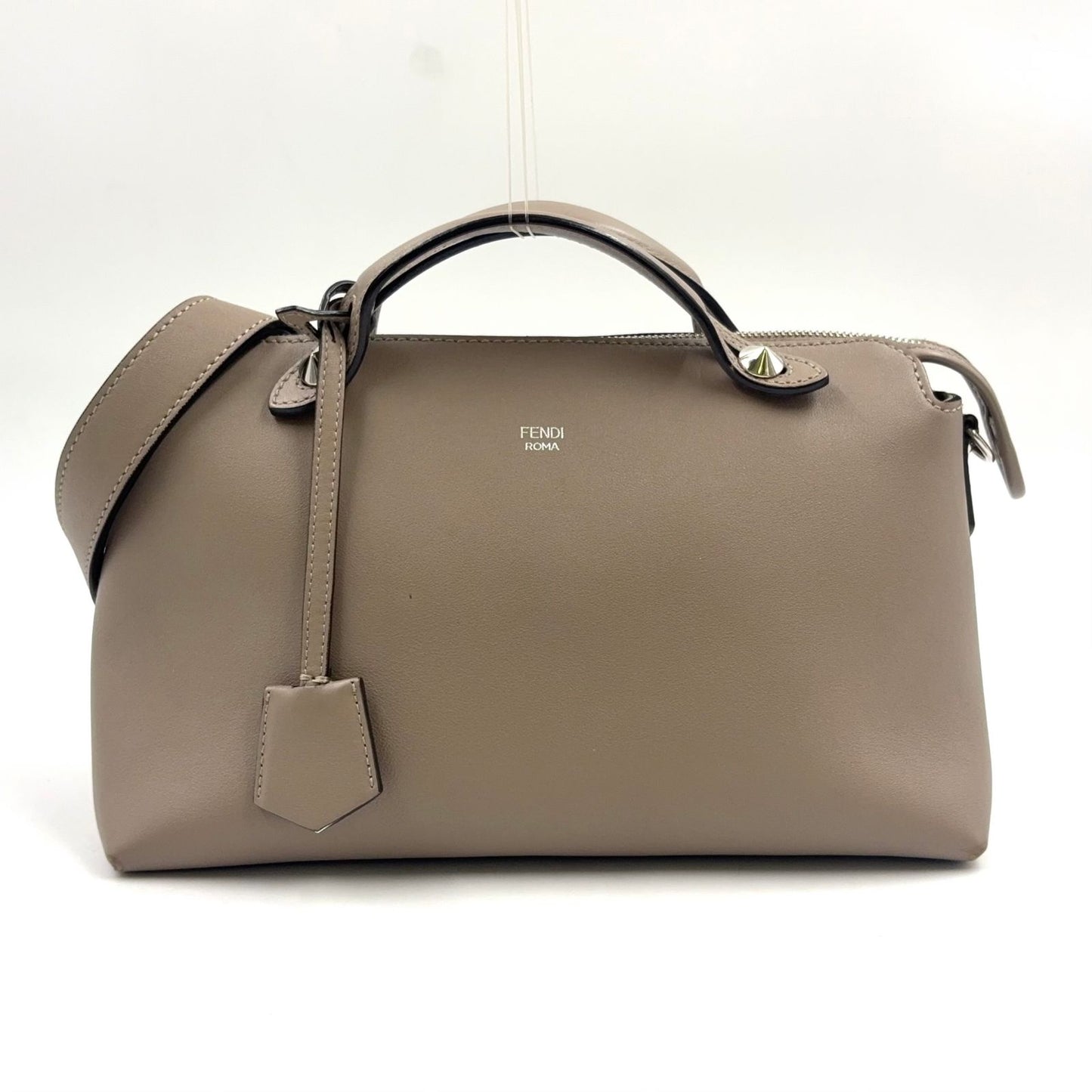 Fendi by the Way 2-Way Shoulder Calf Beige Handbag Silver