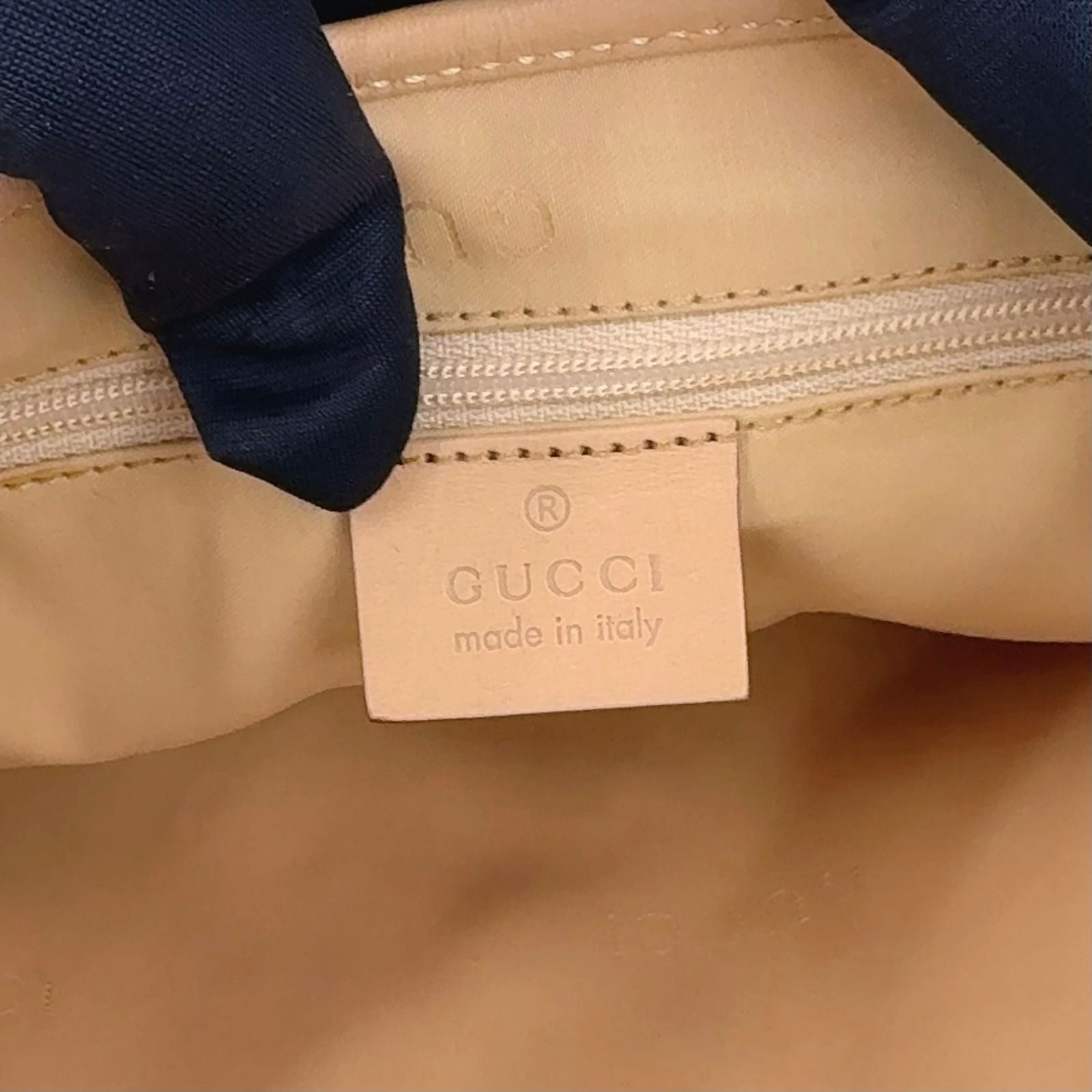 Gucci Jackie Leather Canvas White Lightbrown Oneshoulder Silver Handbag — view 4