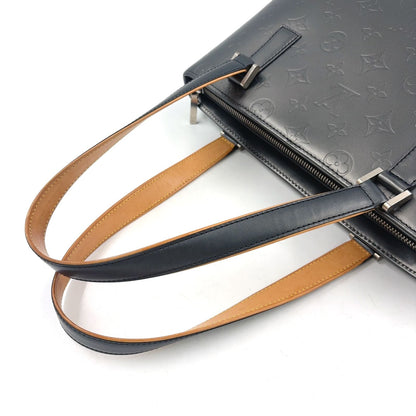 Louis Vuitton Monogram Mat Noir Leather Calf Black Lightbrown Handbag Silver — view 5