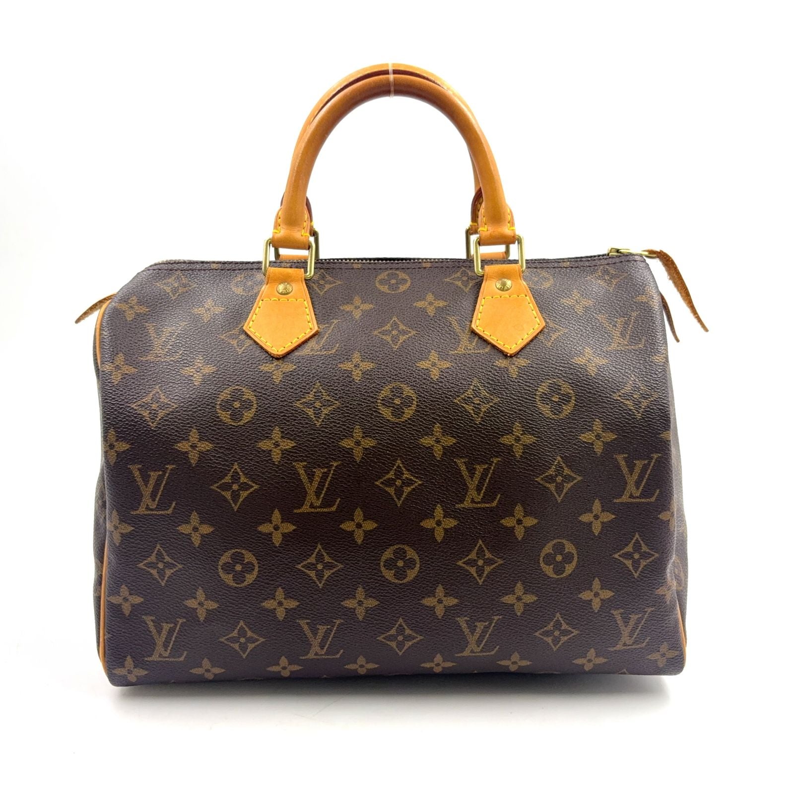 Louis Vuitton Speedy 30 Monogram Leather Brown Handbag Gold