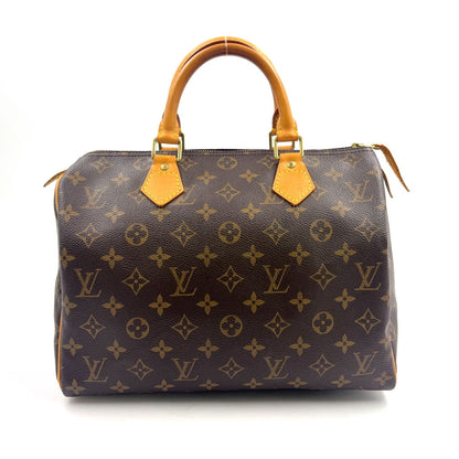 Louis Vuitton Speedy 30 Monogram Leather Brown Handbag Gold