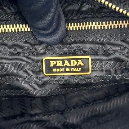 Prada Trianglelogo Plate Nylon Black Shoulder Bag Gold — view 5