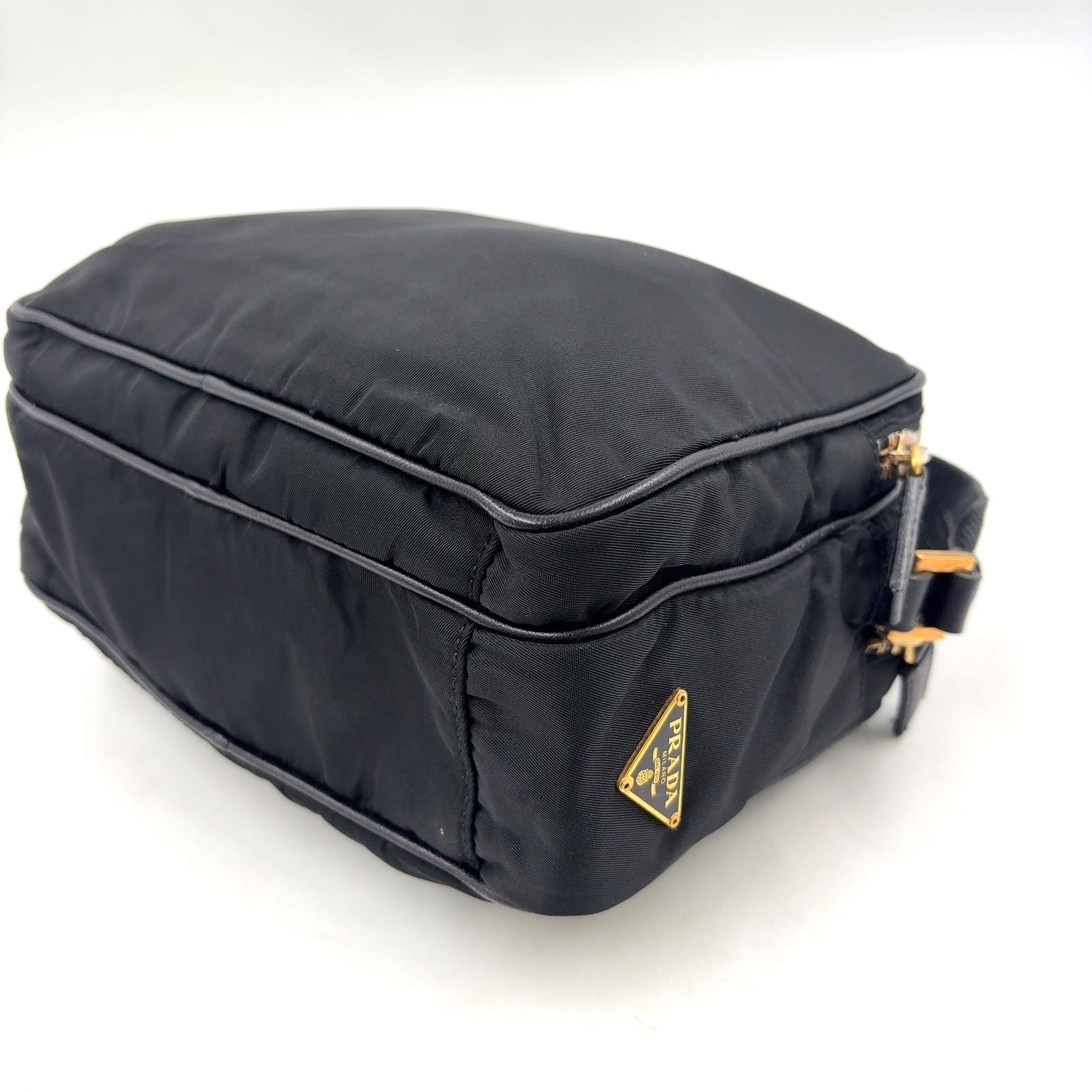 Prada Trianglelogo Plate Nylon Black Shoulder Bag Gold — view 8