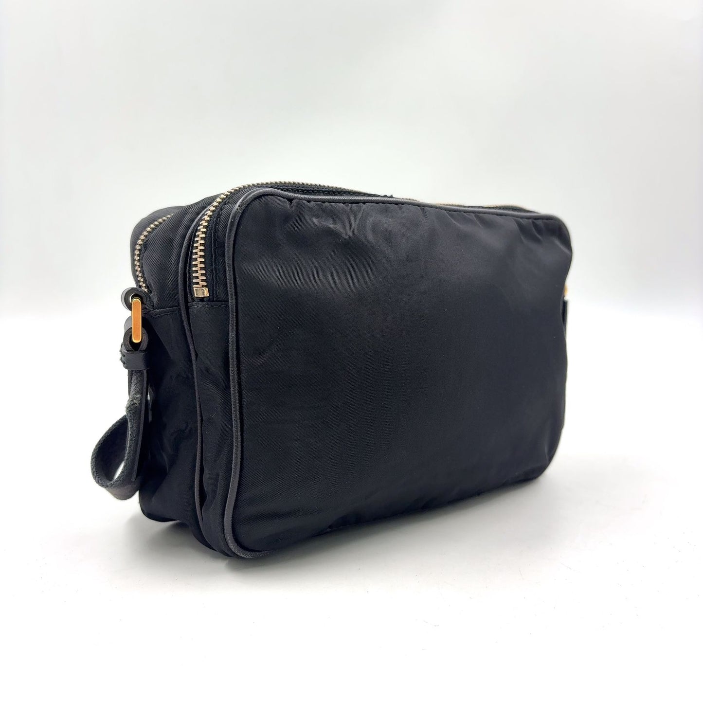 Prada Trianglelogo Plate Nylon Black Shoulder Bag Gold — view 2