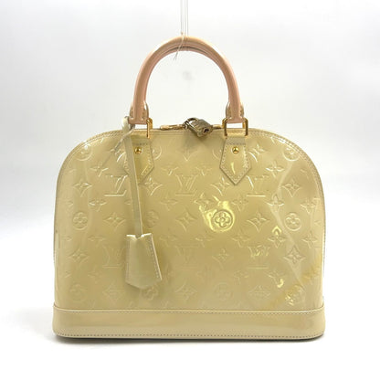Louis Vuitton Alma PM Monogram Vernis Enamel Light Yellow Handbag Gold