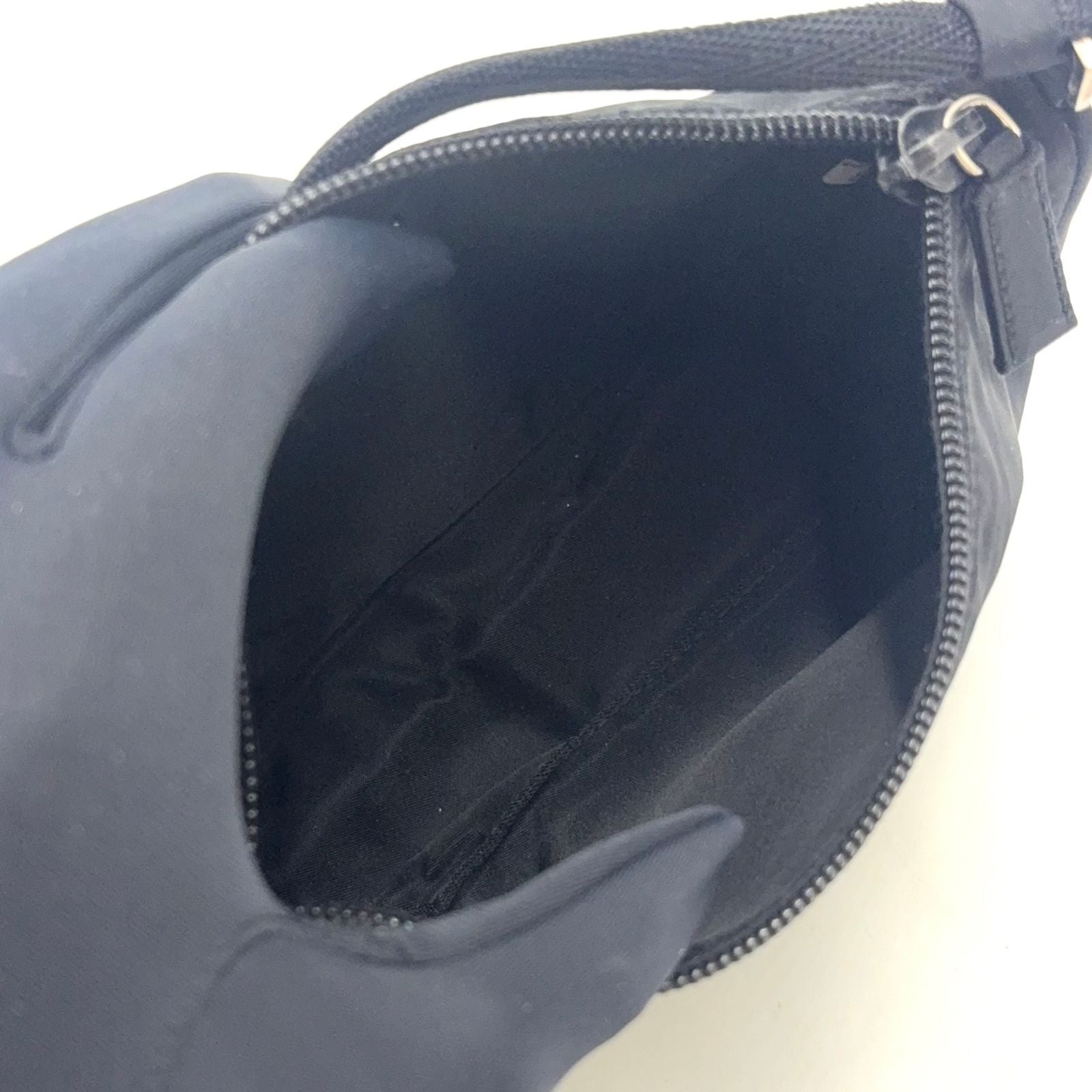 Prada Trianglelogo Plate Tessuto Nylon Pouch Black Handbag Silver — view 3