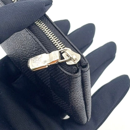 Louis Vuitton Pochette Cles Damier Graphite Leather Black Key Case Silver — view 6