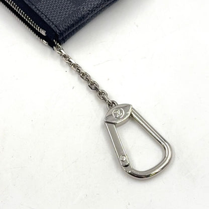Louis Vuitton Pochette Cles Damier Graphite Leather Black Key Case Silver — view 5