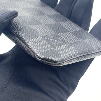 Louis Vuitton Pochette Cles Damier Graphite Leather Black Key Case Silver — view 9