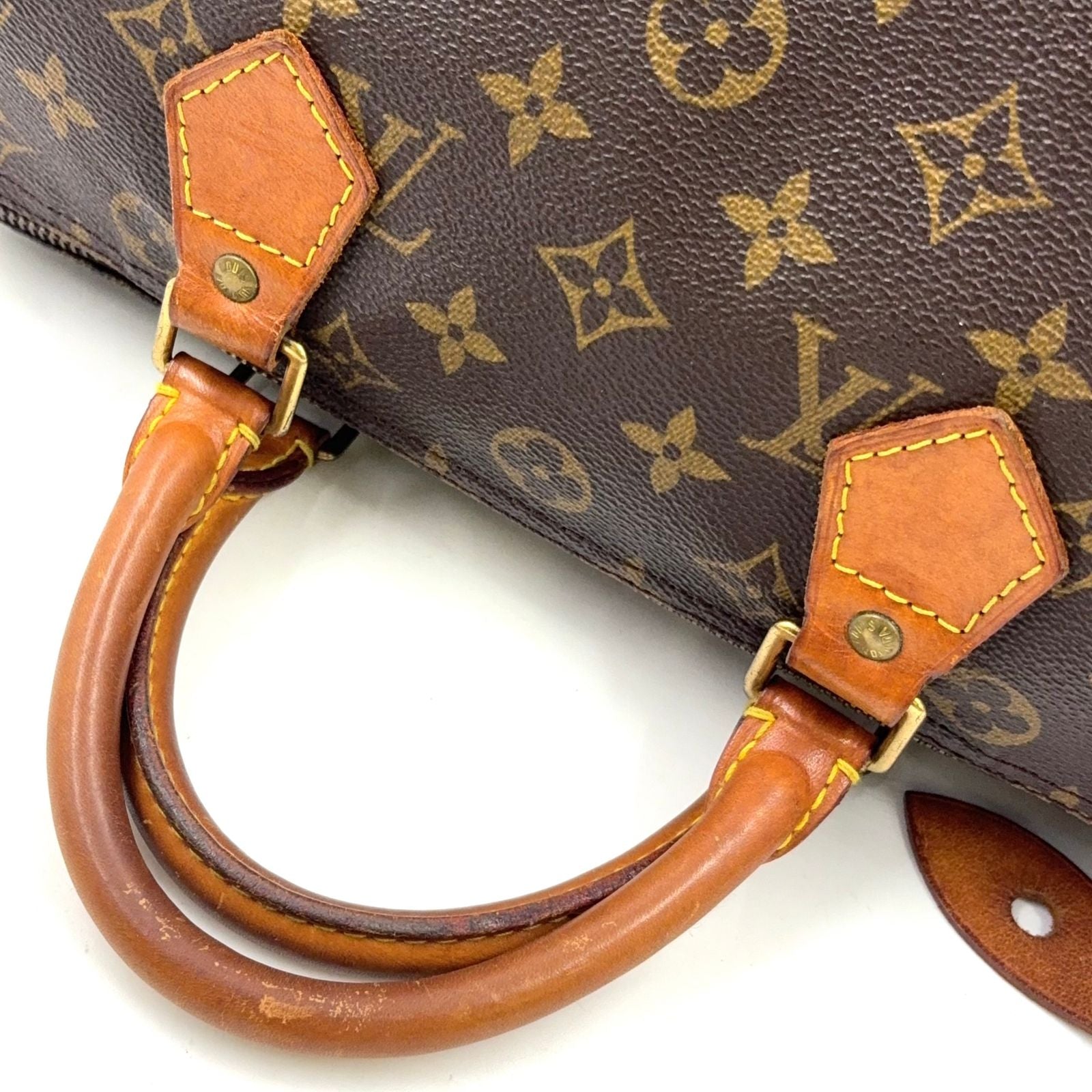 Louis Vuitton Speedy 30 Monogram Leather Brown Handbag Gold — view 6