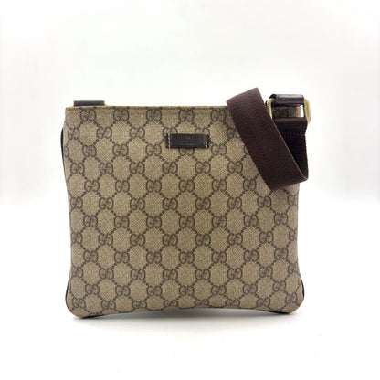 Gucci GG Supreme Leather Khaki Beige Darkbrown Shoulder Bag Gold