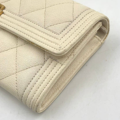 Chanel Boy Stand Caviar Leather Off White Wallet Gold — view 6