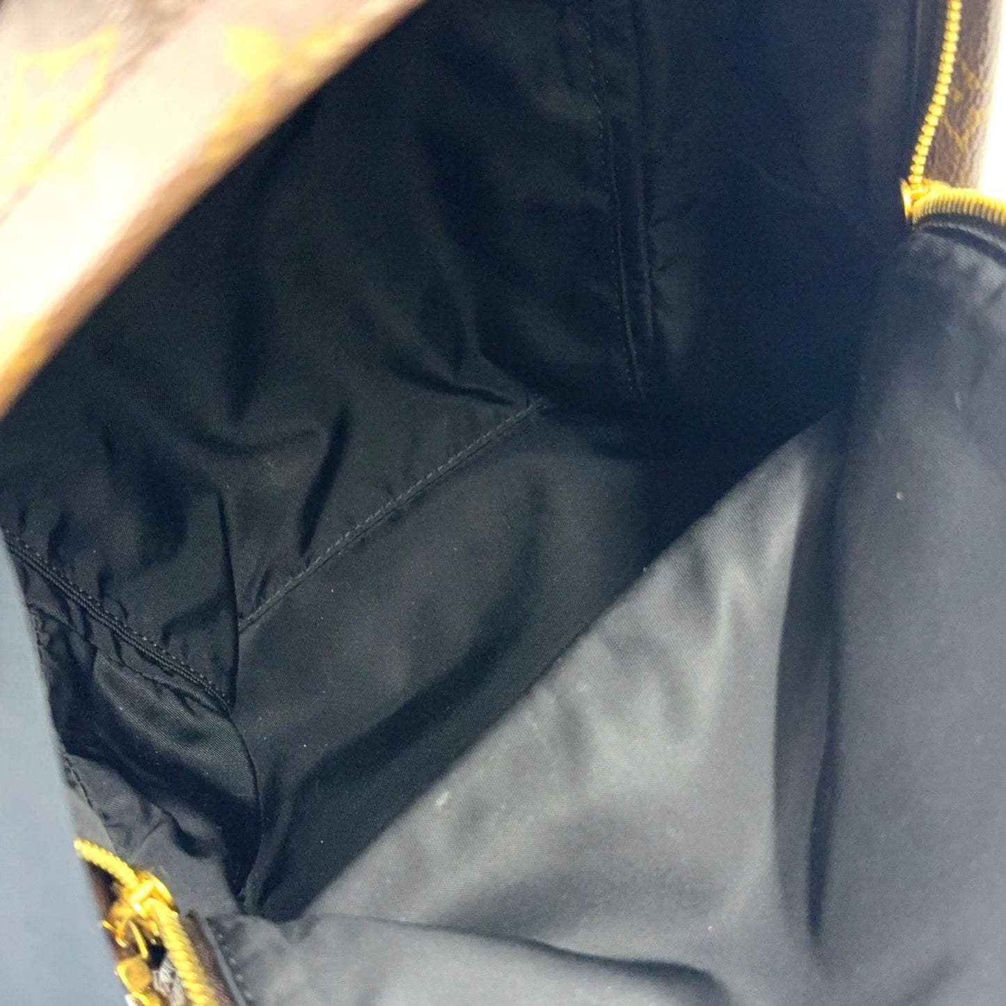 Louis Vuitton Palm Springs PM Monogram Leather Brown Black Backpack Gold — view 3