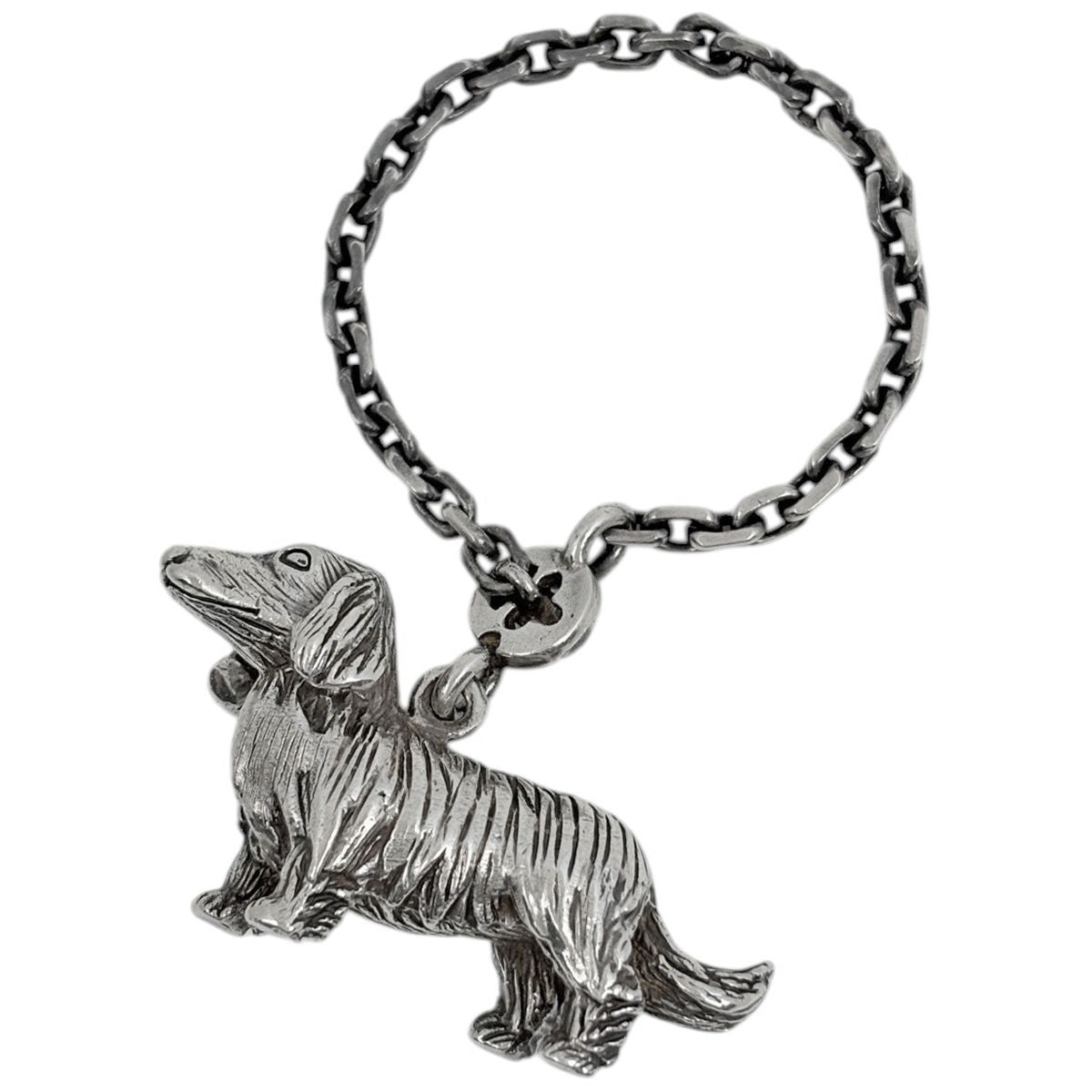 Hermes Charm Key Holder Dachshund Dog 925 Sterling Silver