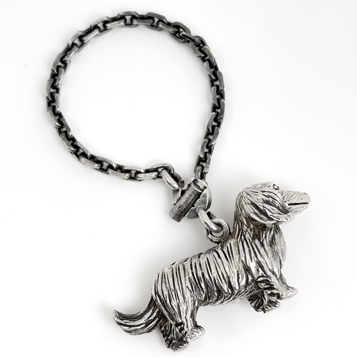 Hermes Charm Key Holder Dachshund Dog 925 Sterling Silver — view 2