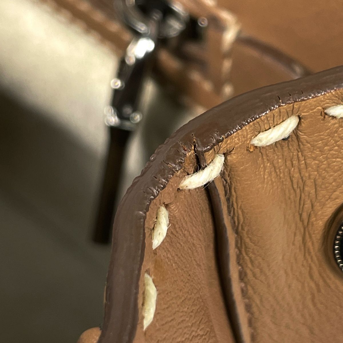 Prada Galleria Handbag 2-Way Stitch Leather Brown — view 7