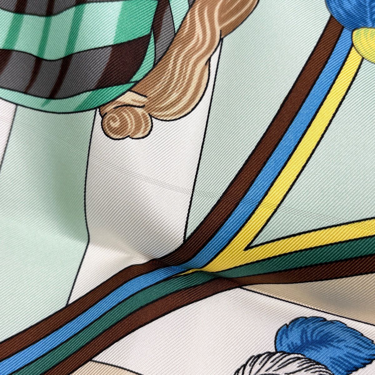 Hermes Carre 90 Chocs en Plumes Scarf Silk Lightgreen Multicolor — view 4