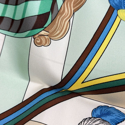 Hermes Carre 90 Chocs en Plumes Scarf Silk Lightgreen Multicolor — view 4
