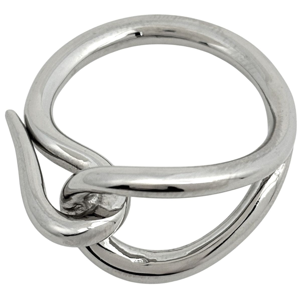 Hermes Scarf Ring Jumbo Clasp Metal Silver