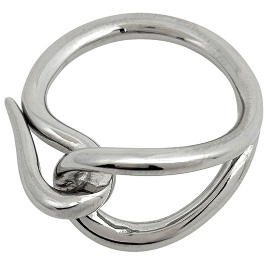 Hermes Scarf Ring Jumbo Clasp Metal Silver