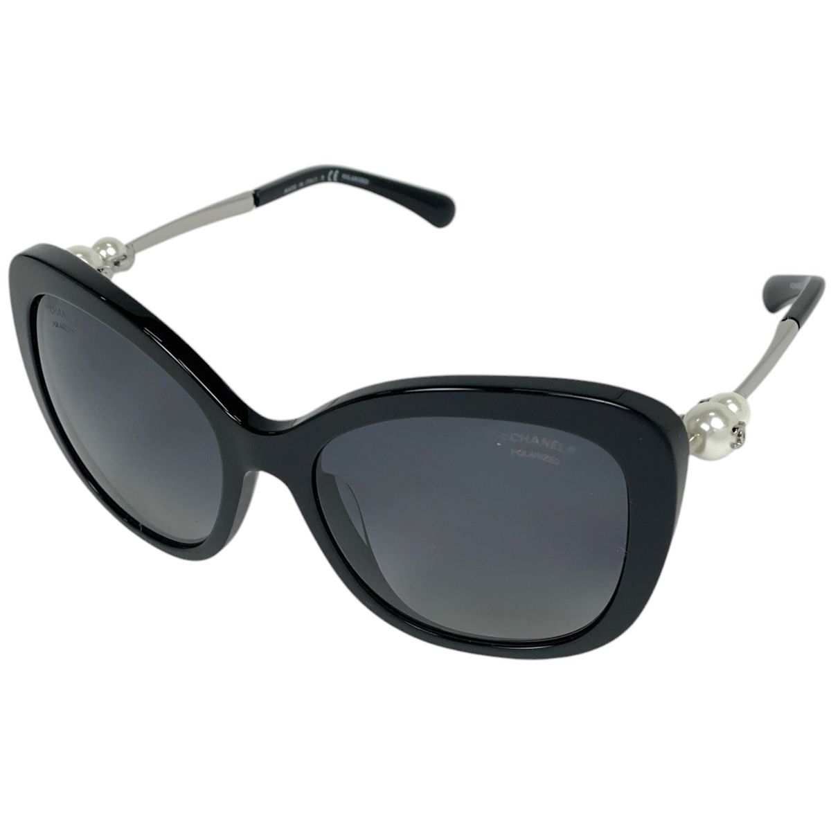 Chanel Sunglasses CC Logo Acetate Faux Pearl Black Eyewear