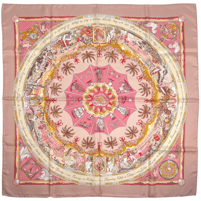 Hermes Carre 90 Per Astra AD Scarf Silk Pink Multicolor