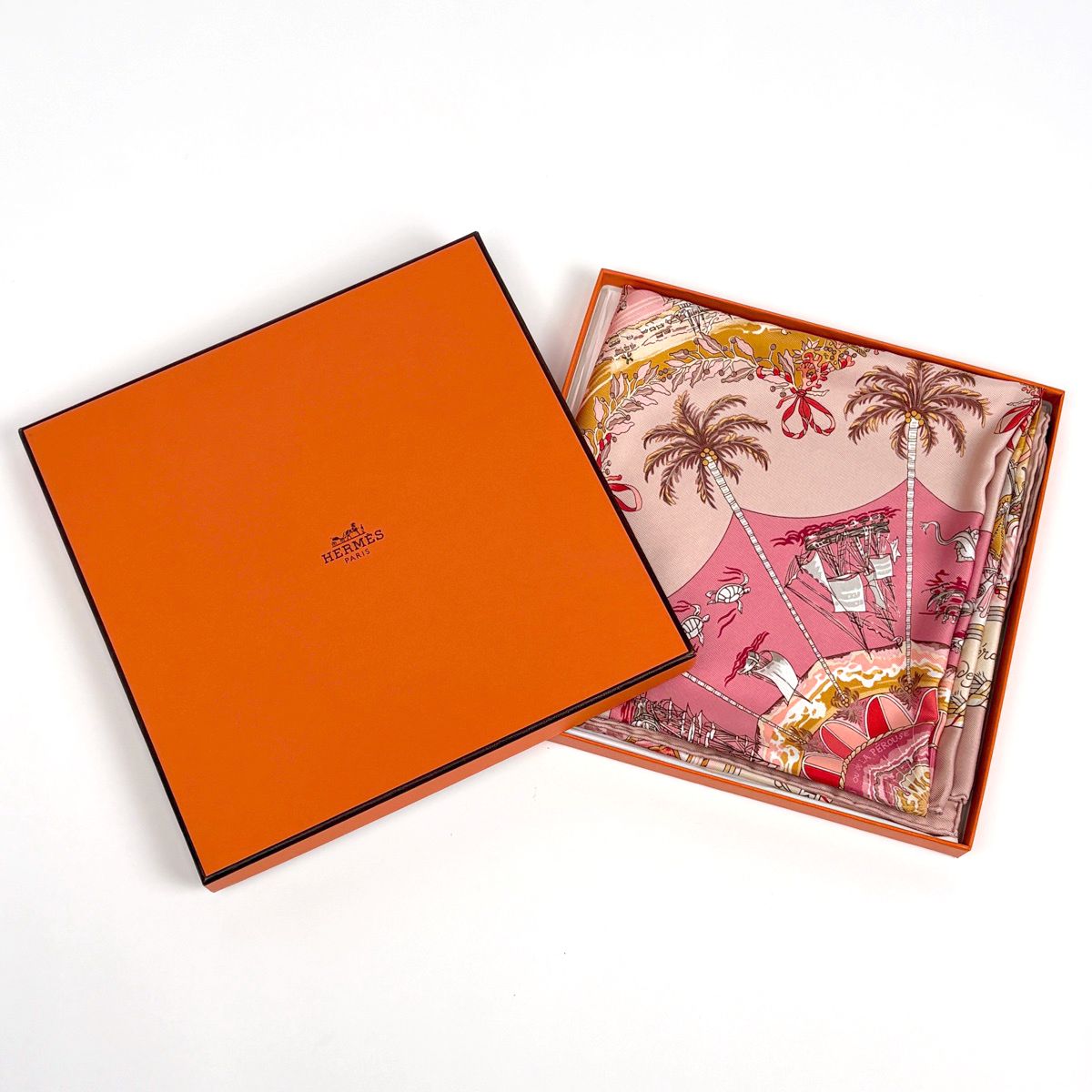 Hermes Carre 90 Per Astra AD Scarf Silk Pink Multicolor — view 4