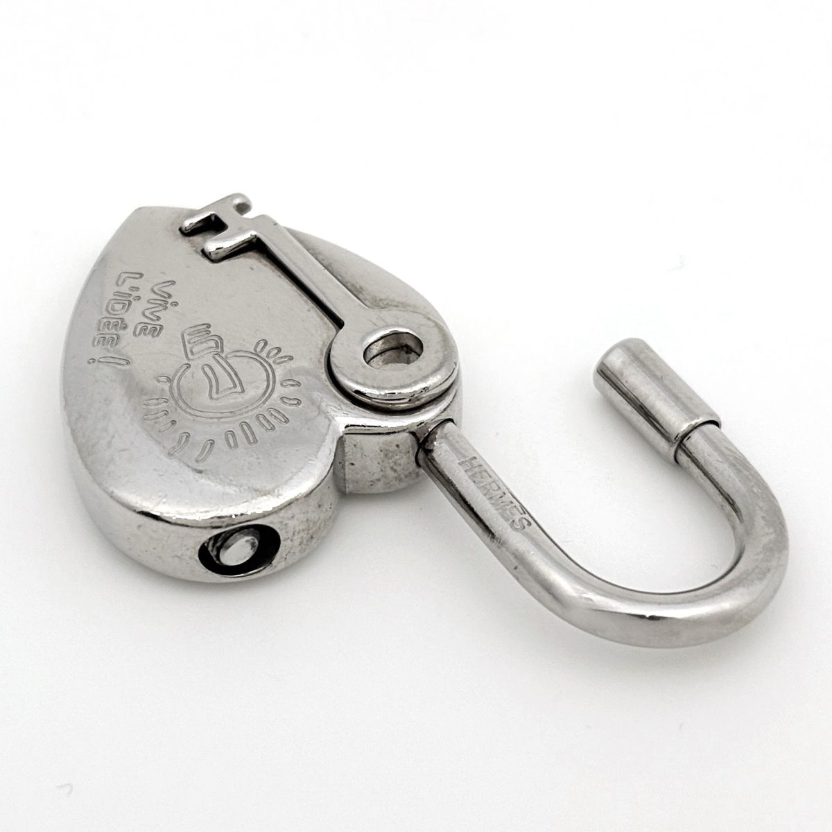 Hermes Bag Charm Heart Pendant Key Limited Metal Silver — view 3