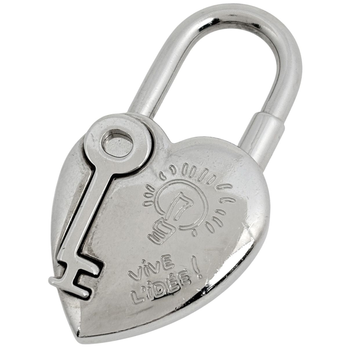 Hermes Bag Charm Heart Pendant Key Limited Metal Silver