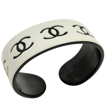 Chanel Bangle CC Logo Plastic White Bracelet