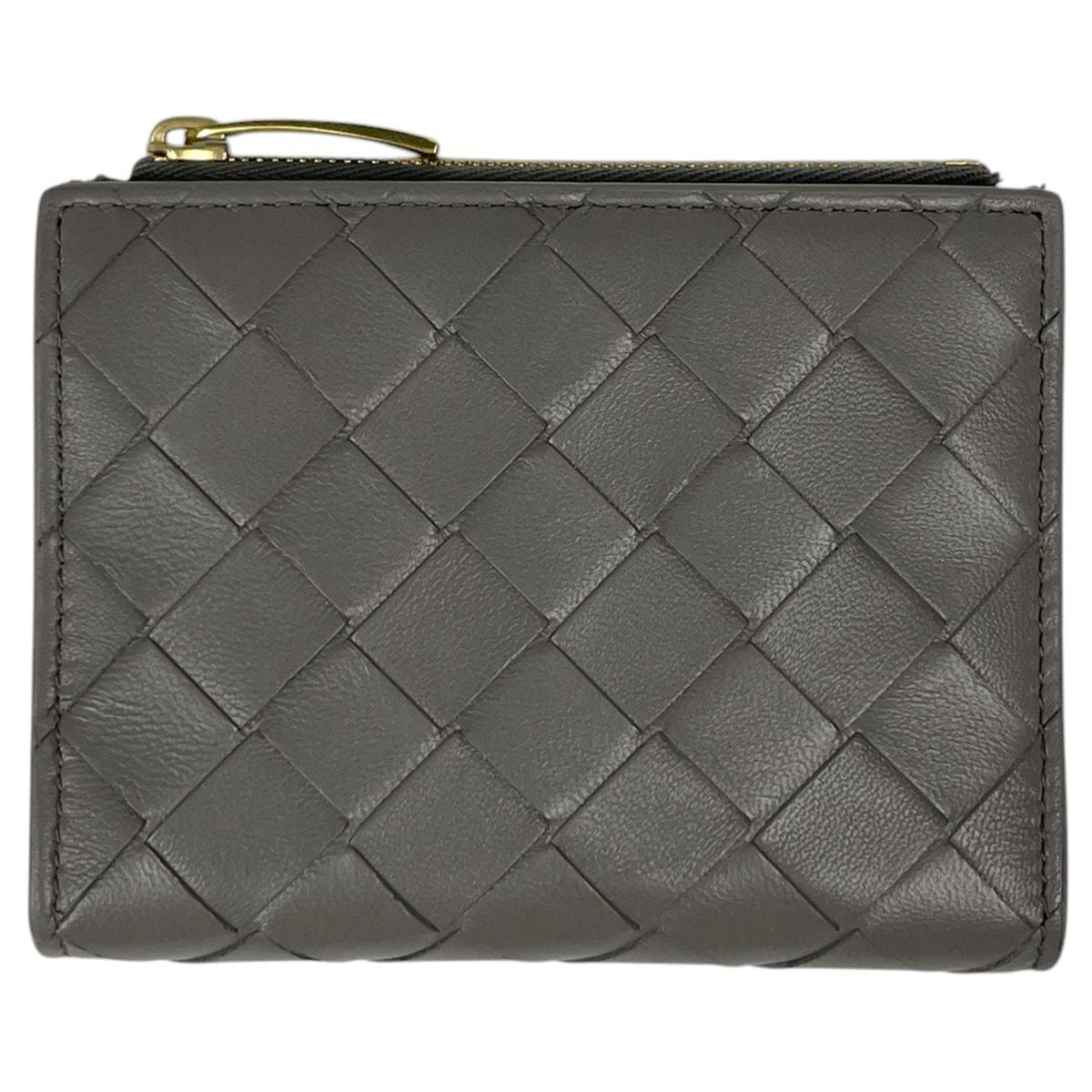 Bottega Veneta Intrecciato Small Bifold Wallet Leather Gray