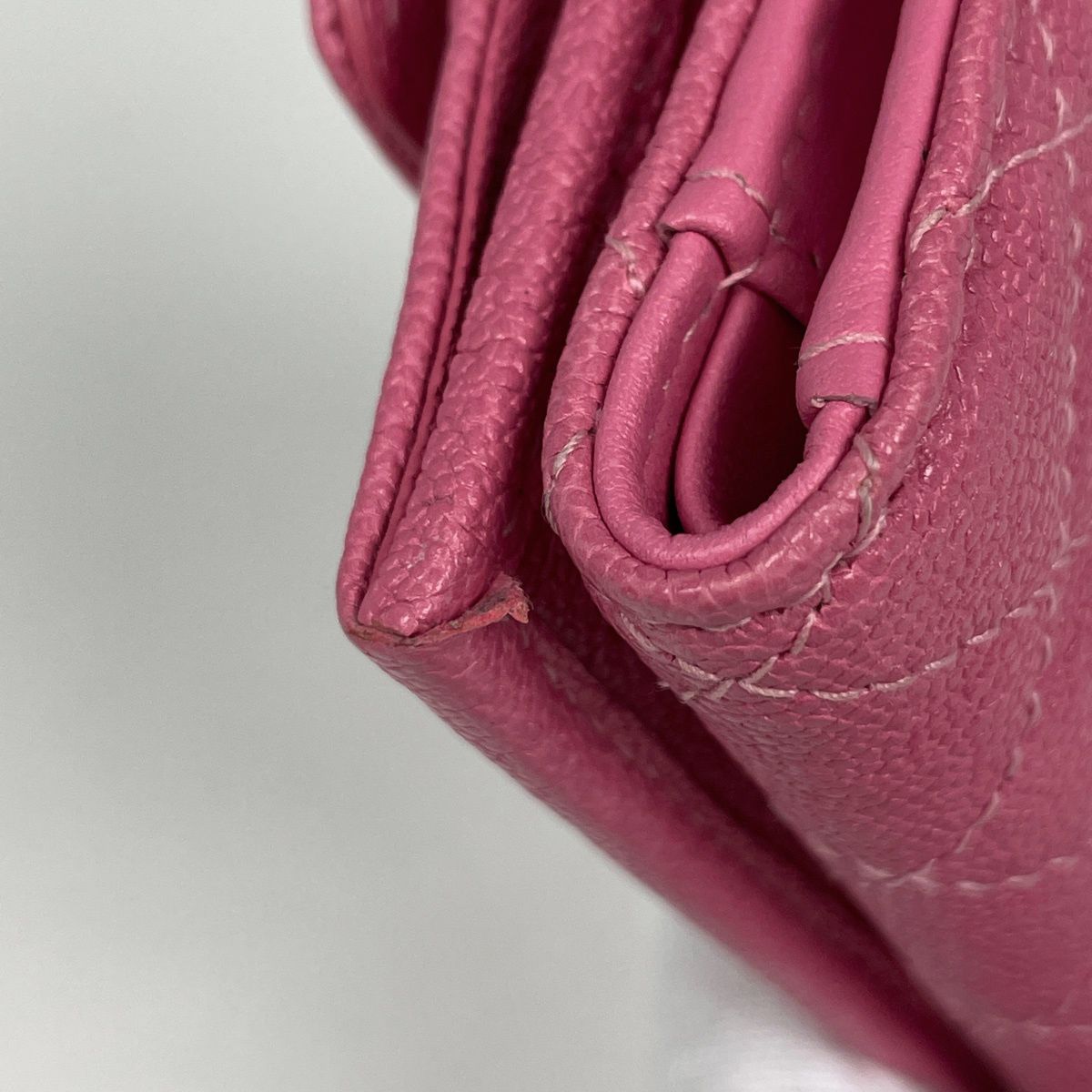 Chanel Trifold Wallet CC Logo Boy Small Caviar Leather Pink — view 3