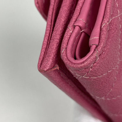 Chanel Trifold Wallet CC Logo Boy Small Caviar Leather Pink — view 3
