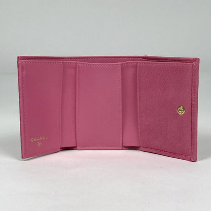 Chanel Trifold Wallet CC Logo Boy Small Caviar Leather Pink — view 7