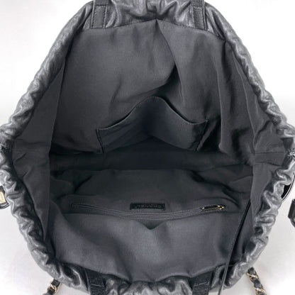 Chanel Tote CC Logo Quilted 2-Way Drawstring Leather Black — view 8