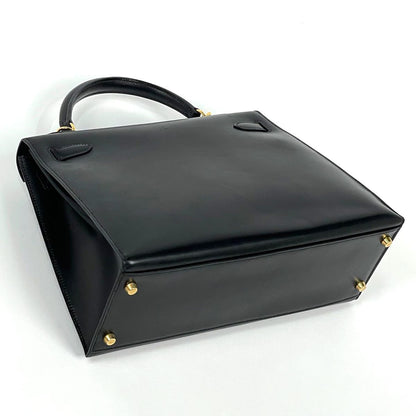 Hermes Kelly 32 Handbag Outer Sewn 2-Way Box Calf Black — view 2