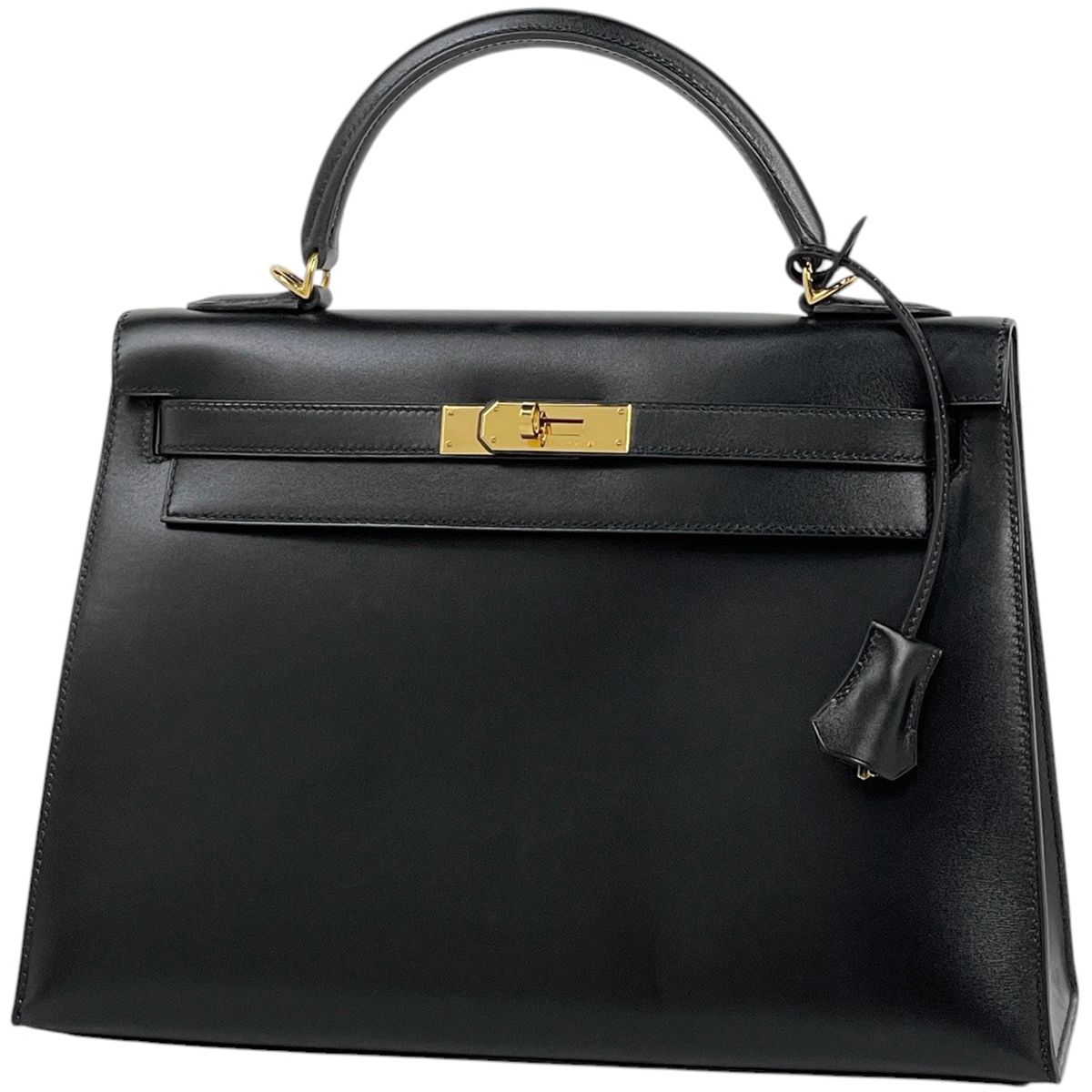 Hermes Kelly 32 Handbag Outer Sewn 2-Way Box Calf Black