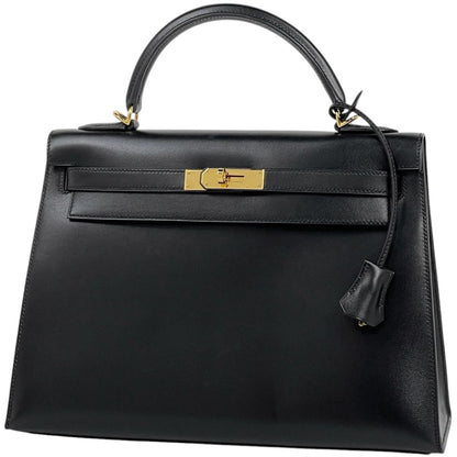 Hermes Kelly 32 Handbag Outer Sewn 2-Way Box Calf Black