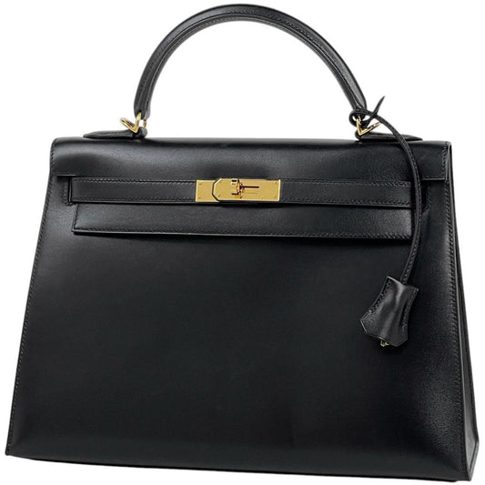 Hermes Kelly 32 Handbag Outer Sewn 2-Way Box Calf Black