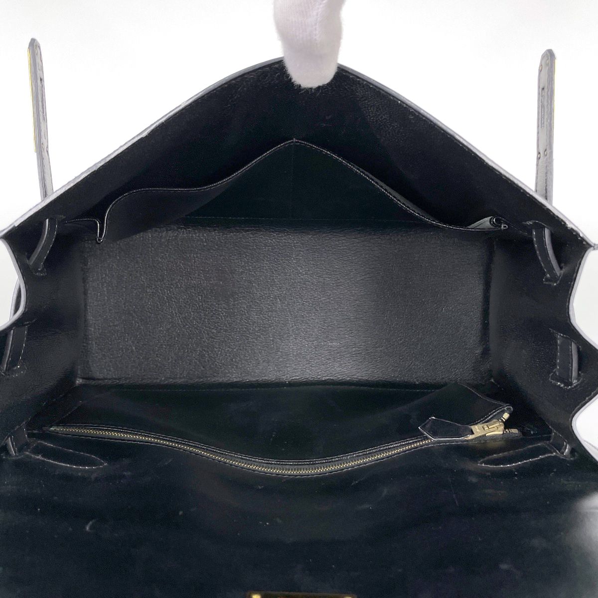 Hermes Kelly 32 Handbag Outer Sewn 2-Way Box Calf Black — view 8