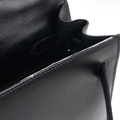 Hermes Kelly 32 Handbag Outer Sewn 2-Way Box Calf Black — view 7